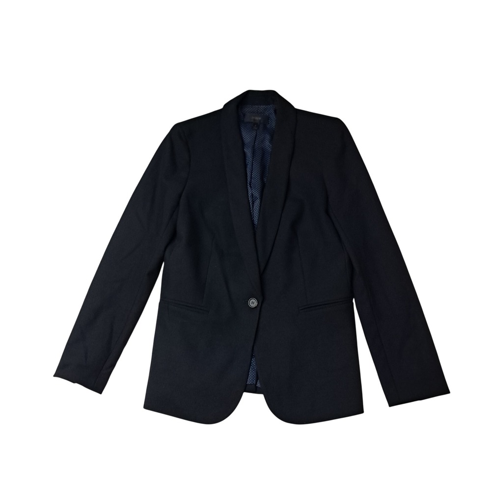 J. Crew Parke Blazer Jacket Women's 6 Black Wool Blend Single Button Work Career